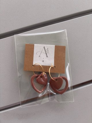 Pendientes Corazón Arcilla Polimérica Hechos a Man