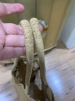 Bolso de playa de rafia beige y marrón