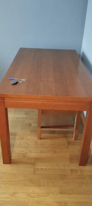 Mesa de comedor de madera maciza y extensible 50cm
