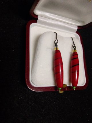 Pendientes Majorica Plata Antigua Rojo