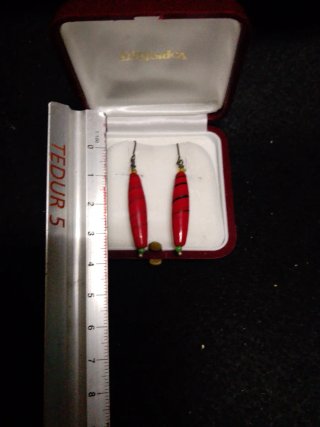 Pendientes Majorica Plata Antigua Rojo