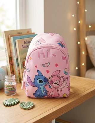 Mochila rosa infantil Stitch y Ángel