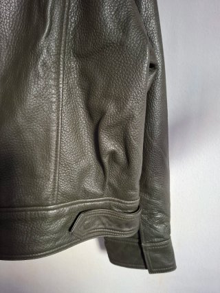 Cazadora Zara verde botella oversize 100% piel