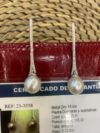 Pendientes Oro 18k Diamantes y Perlas Australianas
