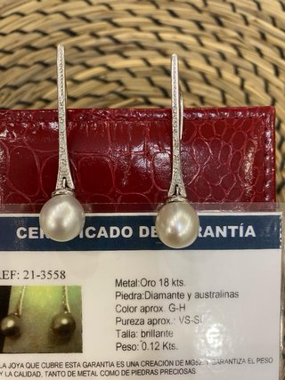 Pendientes Oro 18k Diamantes y Perlas Australianas