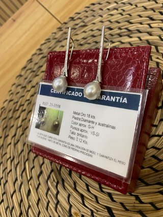 Pendientes Oro 18k Diamantes y Perlas Australianas