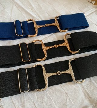 Cinto Equestre Elástico com Fivela Dourada