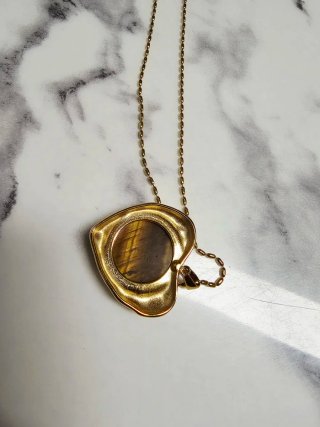 Colar Coração Pedra Dourado