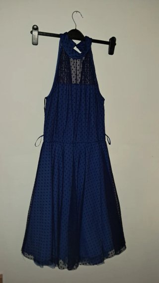 Vestido fiesta tul azul cobalto corto