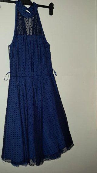 Vestido fiesta tul azul cobalto corto
