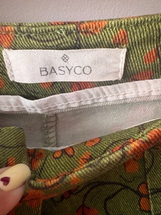 Pantalón Basyco flores verde y naranja