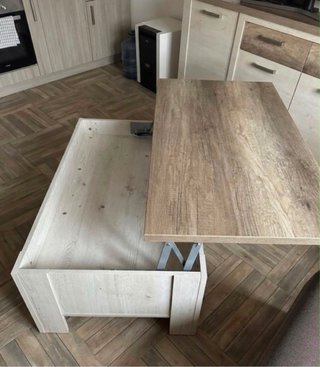 Mesa de salón elevable madera y metal