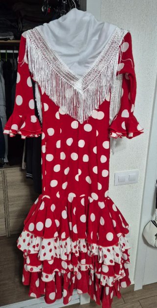 Traje Flamenca Rojo Lunares Blancos