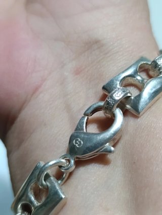 Pulsera eslabones geométricos plateada