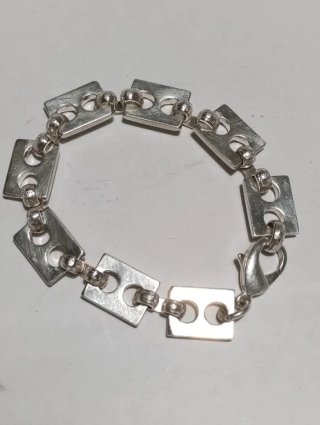 Pulsera eslabones geométricos plateada