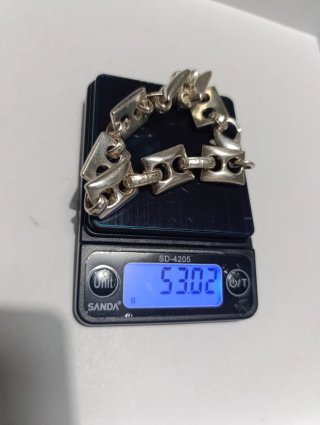 Pulsera eslabones geométricos plateada