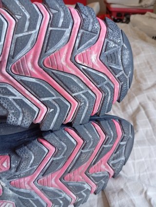 Botas de montaña grises y rosas