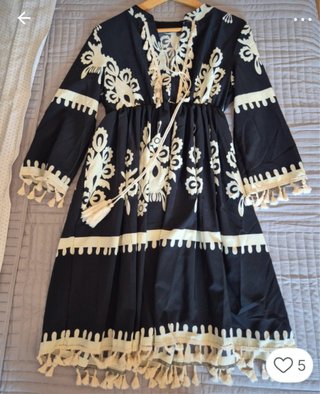 Vestido Talla S Negro y Beige