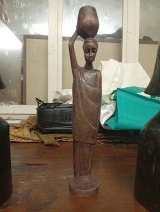 Set 3 statuine africane in legno