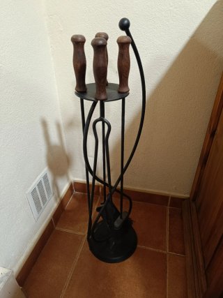 Set Accesorios Chimenea Metal y Madera