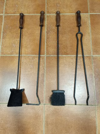 Set Accesorios Chimenea Metal y Madera