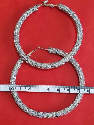 Pendientes aro brillantes plata