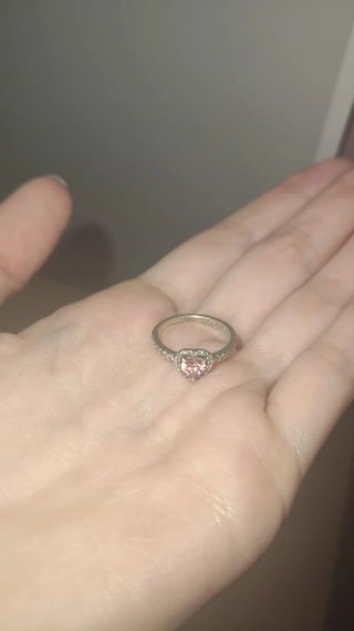Anillo Pandora Corazón Rosa y Plata