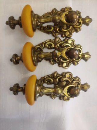 6 Tiradores Armario Antiguos Metal Dorado