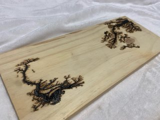 Tablas madera pirograbadas decoración pared