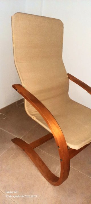 Tumbona Ikea Madera y Tela Beige