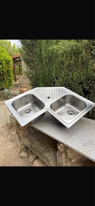 Fregadero doble esquina metal