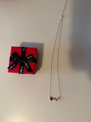 Collar plata con corazón rojo