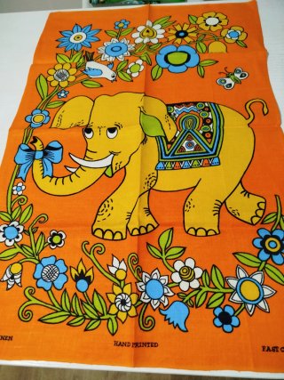4 canovacci/tovagliette Vintage Lino Stampa a Mano