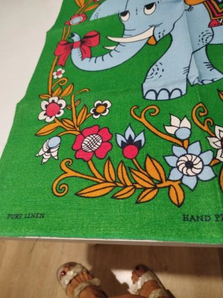 4 canovacci/tovagliette Vintage Lino Stampa a Mano