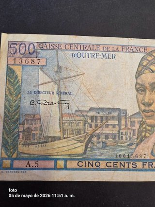 Billete 500 Francos Franceses D'Outre-Mer