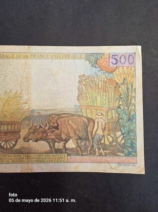 Billete 500 Francos Franceses D'Outre-Mer