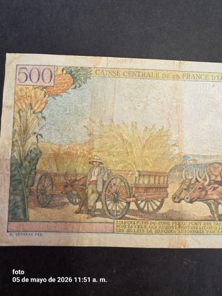 Billete 500 Francos Franceses D'Outre-Mer