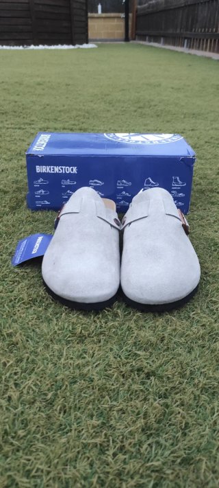 Zuecos Birkenstock Boston Talla 40 Grises ☀️