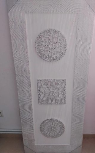 Cuadro Decorativo Blanco y Plateado