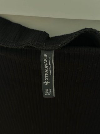 Falda larga negra canalé - Stradivarius - Talla XS