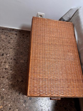 Baúl mimbre vintage madera