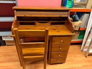 Secreter madera pino maciza + silla