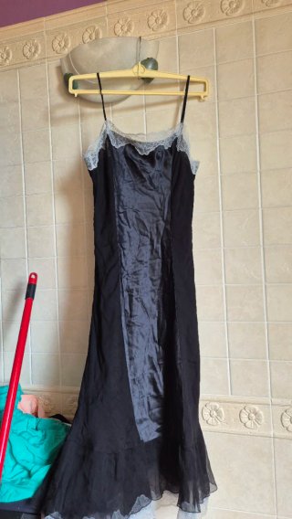 Abito lungo nero e grigio