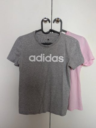 Lote 2 Camisetas Adidas Gris y Rosa
