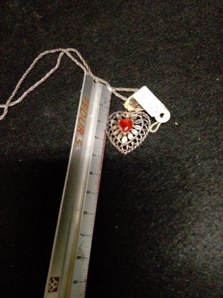Colgante Corazón Plata Antigua Rojo