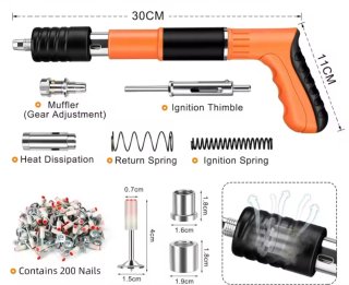 Pistola de clavos y accesorios nueva