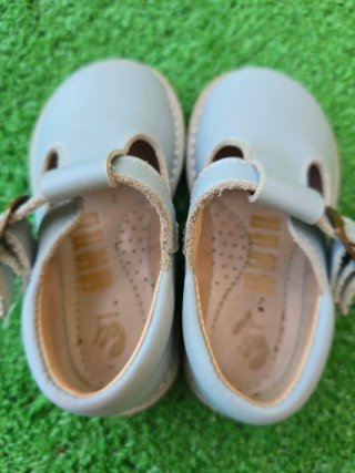 Zapatos T-Bar Piel Azul Bebé
