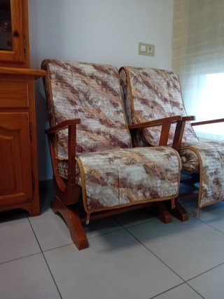Pareja de hamacas de tela y madera