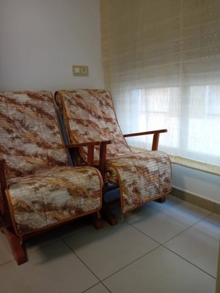 Pareja de hamacas de tela y madera