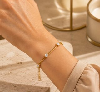 Pulsera Acero Quirúrgico Baño Oro 18k